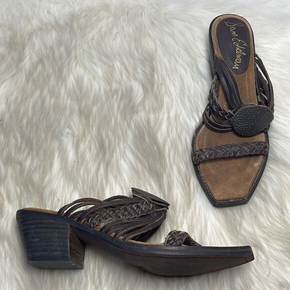 Sam Edelman Brown Woven Leather Mules Sz 7.5 - Picture 1 of 6